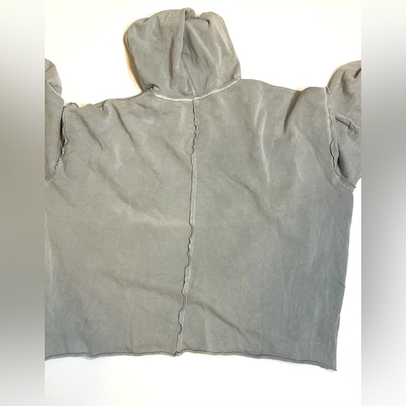 Free People Oversized Hoodie with Cinched Cuffs Sz:S Distressed Gray - Picture 2 of 6